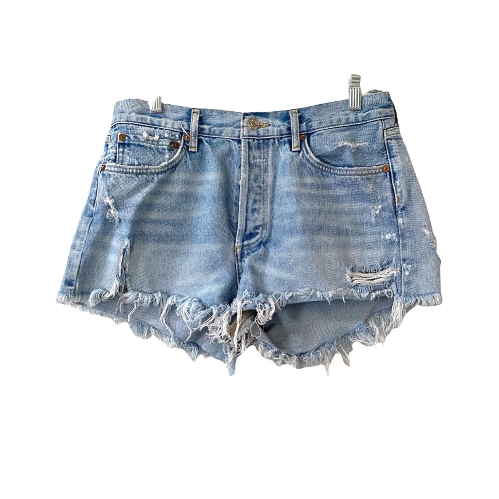 AGOLDE Parker Vintage Cut Off Denim Jean Shorts Light Wash Button Fly Size 28” - Picture 3 of 15